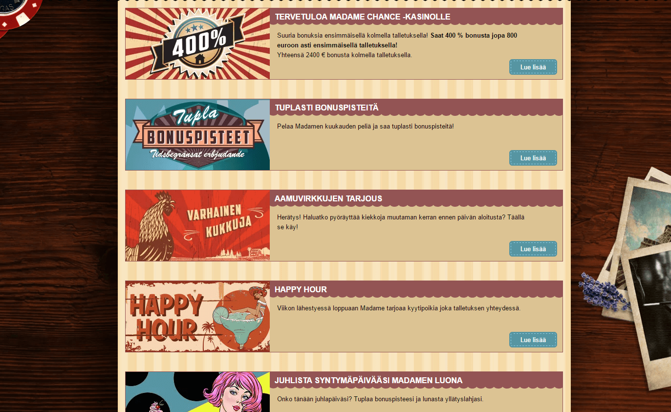 Kampanjat Madame Chance kasino