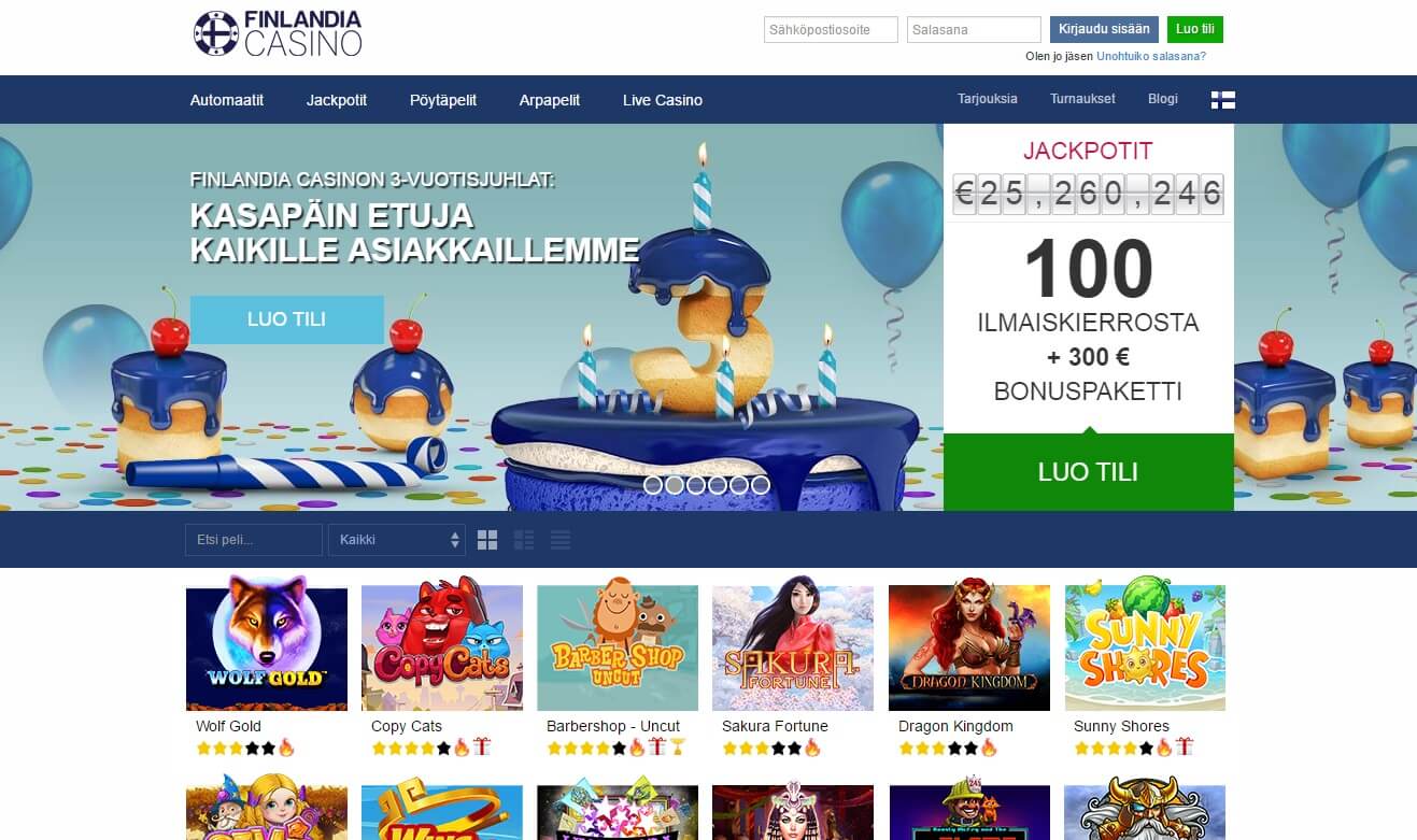 Finlandia Casino syntymäpäivä kampanjat