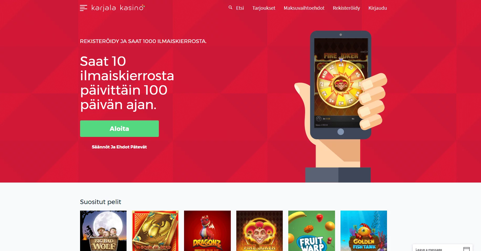 Karjala Kasino kasinobonus