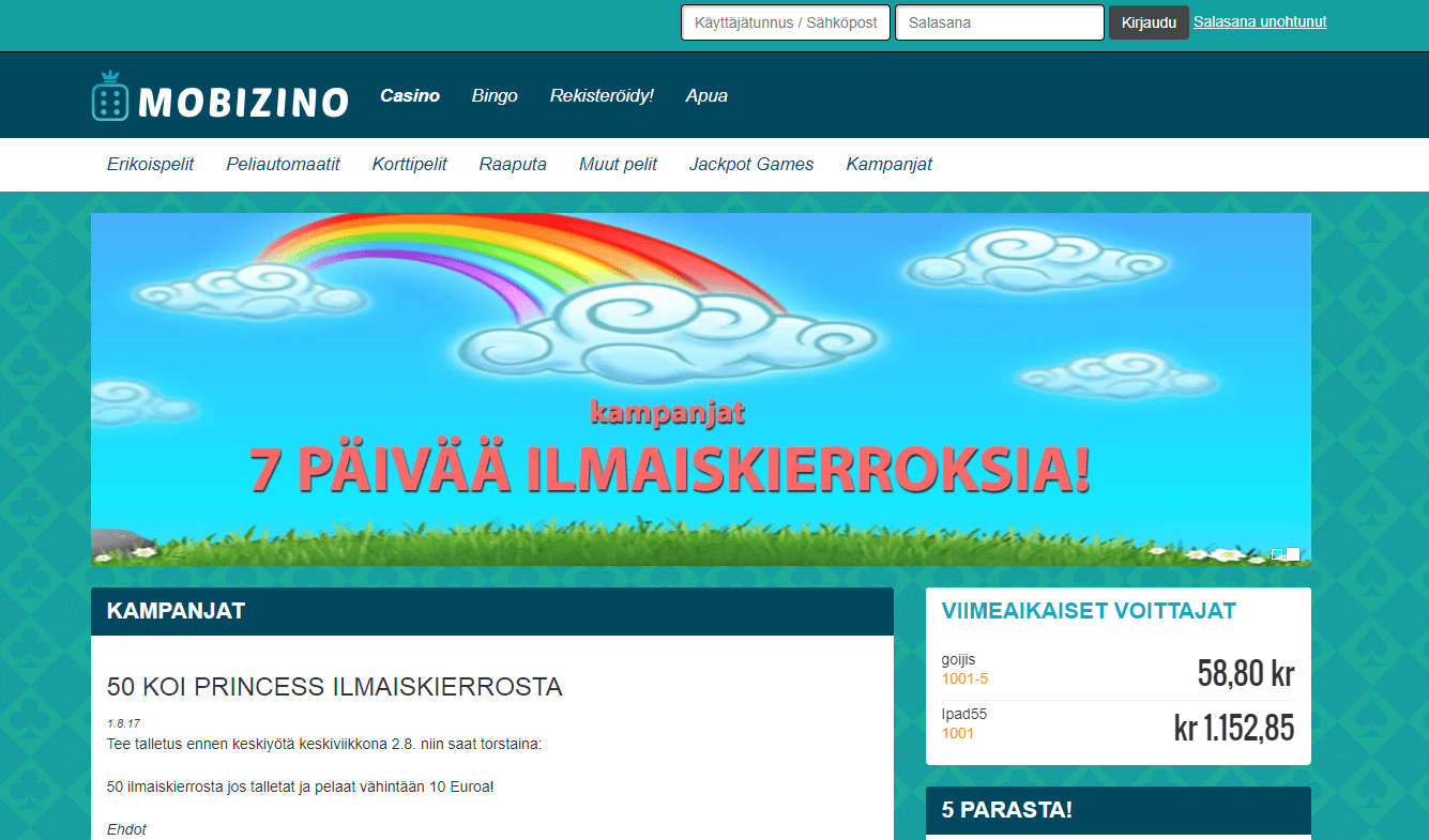 Mobizino ilmaiskierroksia nyt