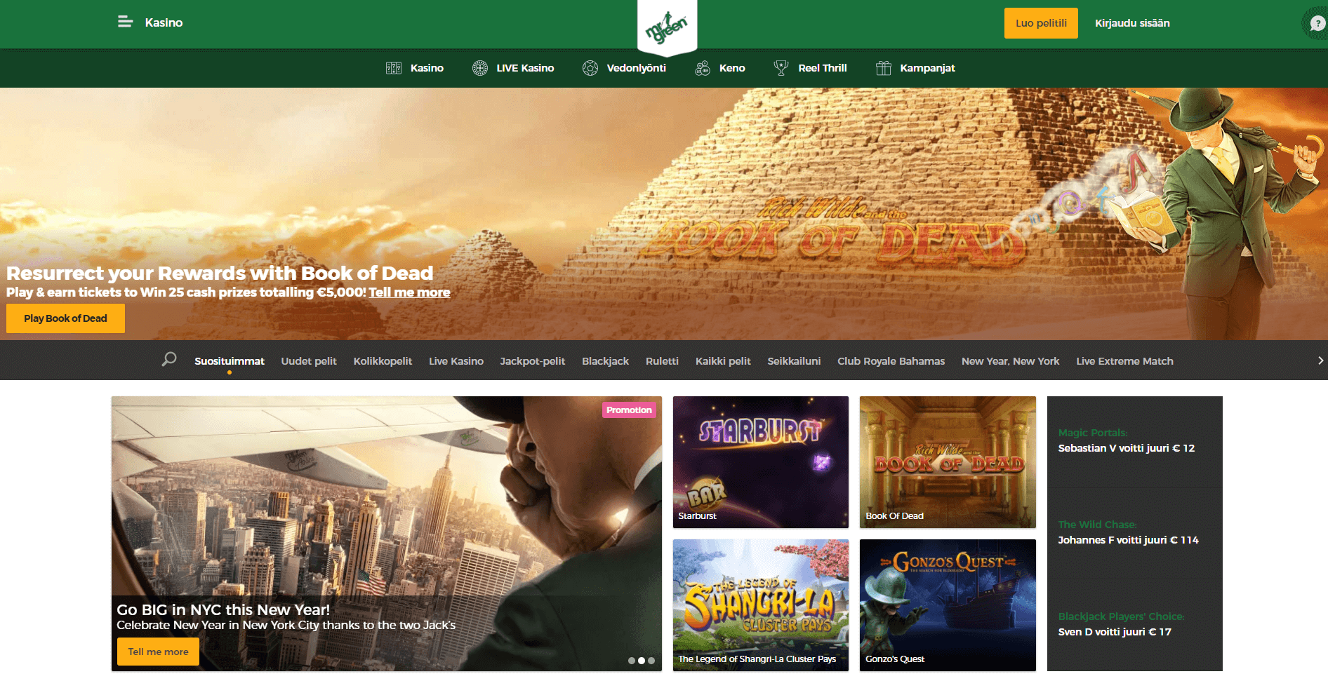 Ilmaiskierroksia MrGreen kasinolla