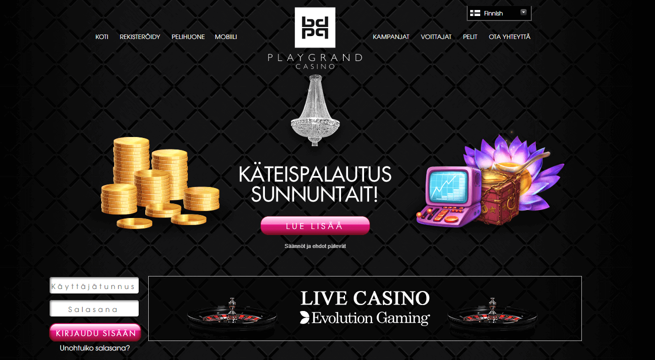 Playgrand käteispalautukset