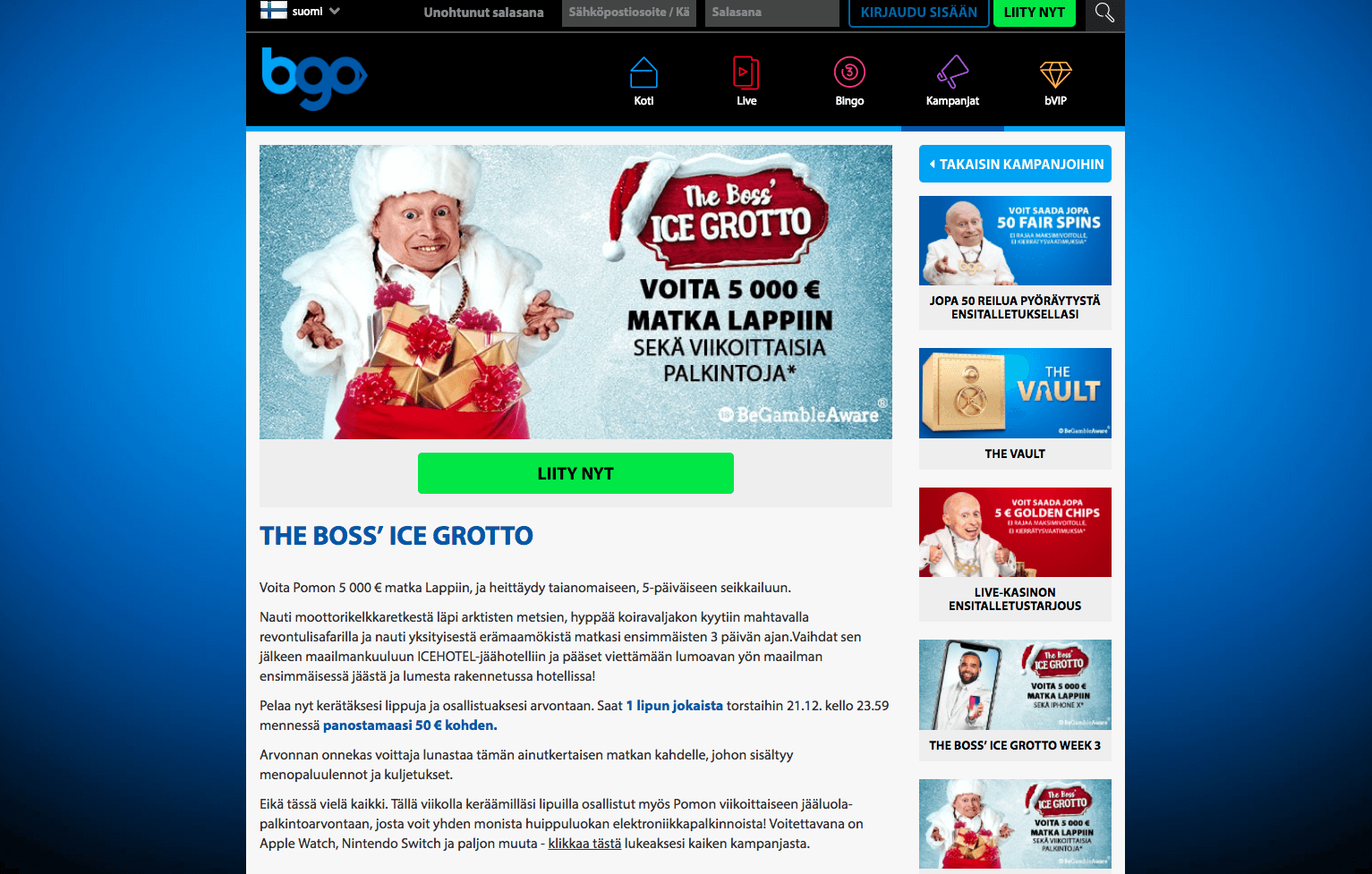 BGO kasinon joulukampanja