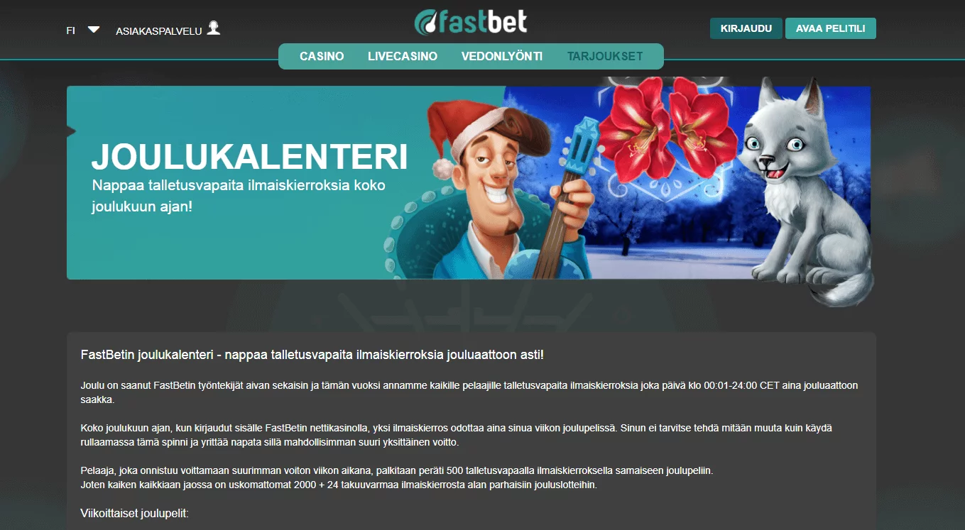 Fastbet joulukalenteri