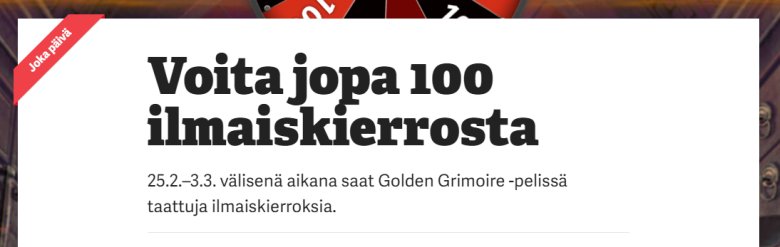 Paf jopa 100 ilmaiskierrosta