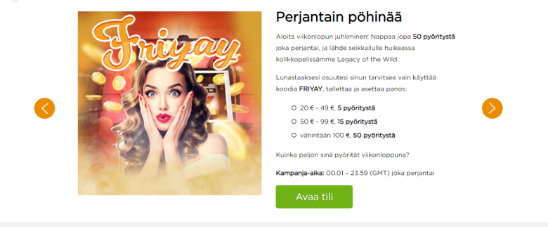 Casinocom - perjantain ilmaiskierroksia