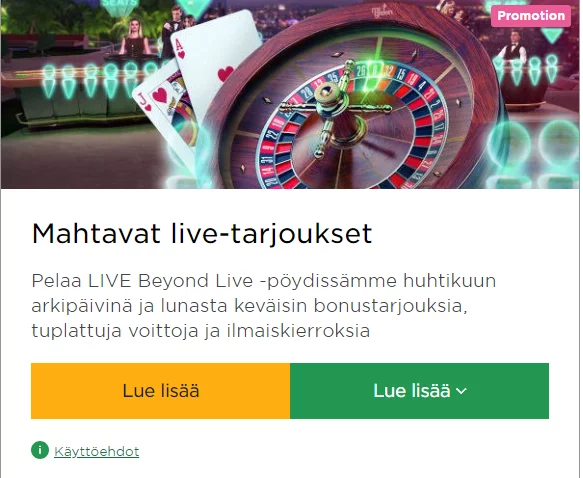 Mr Green keväisiä livekasinon tarjouksia