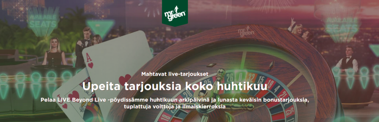 Mr Green keväisiä livekasinotarjouksia