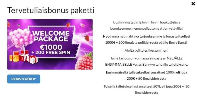 VegasBerryn tervetulopaketti