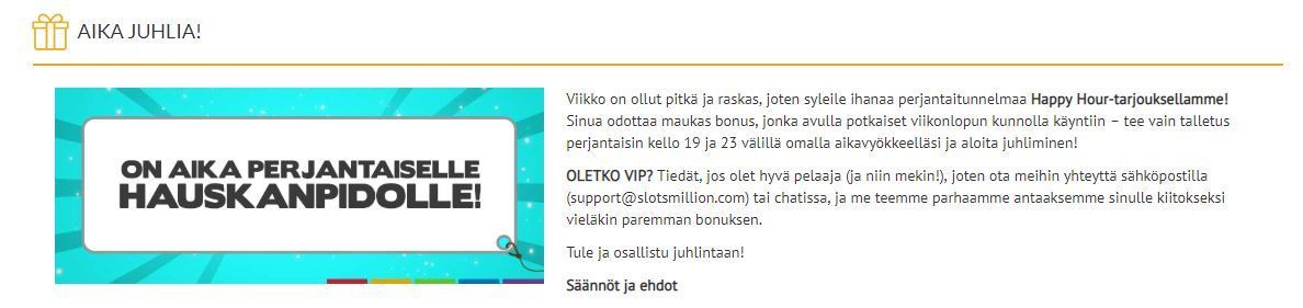 Slotsmillion ja Happy Hour